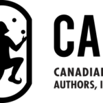 Logo For The Canadian Society Of Children's Authors, Illustrators, And Performers, Showing Figures Reading, Drawing, And Juggling