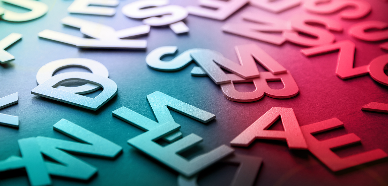 A collection of colourful cut-out letters.