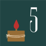 A candle and the number 5.